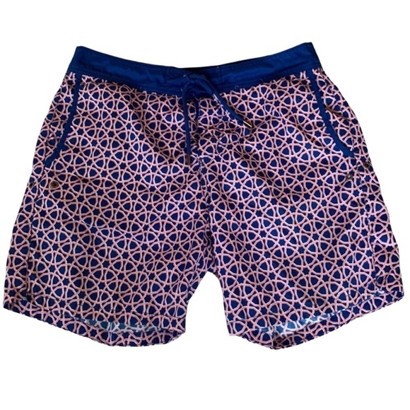 Mr. Swim geometric print swim trunks Blue and pink Size 32 - Picture 1 of 12